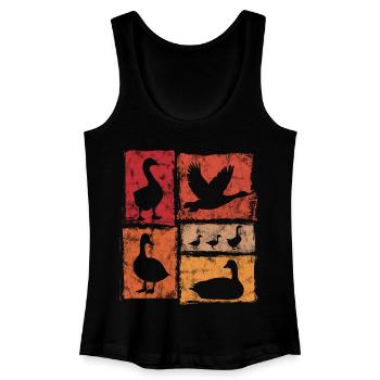 Gänse In Perspektive - Retro Bauernhof Grafik - Frauen Bio Tank Top - Schwarz - Vorne