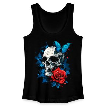 Skull Skull Butterfly Rose Flower - Women’s Organic Tank Top - black - Front