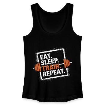 Eat Sleep Train Repeat – Fitness & Krafttraining - Frauen Bio Tank Top - Schwarz - Vorne
