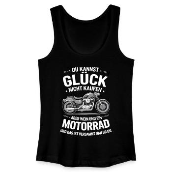 Motorrad Spruch | Motorrad & Wein - Frauen Bio Tank Top - Schwarz - Vorne