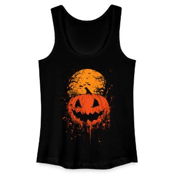 Halloween Kürbis & Blutmond – Grusel Design - Frauen Bio Tank Top - Schwarz - Vorne