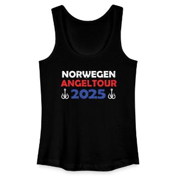 Voyage de pêche en Norvège 2025 Idée cadeau de voyage de pêche - Débardeur bio Femme - noir - Devant