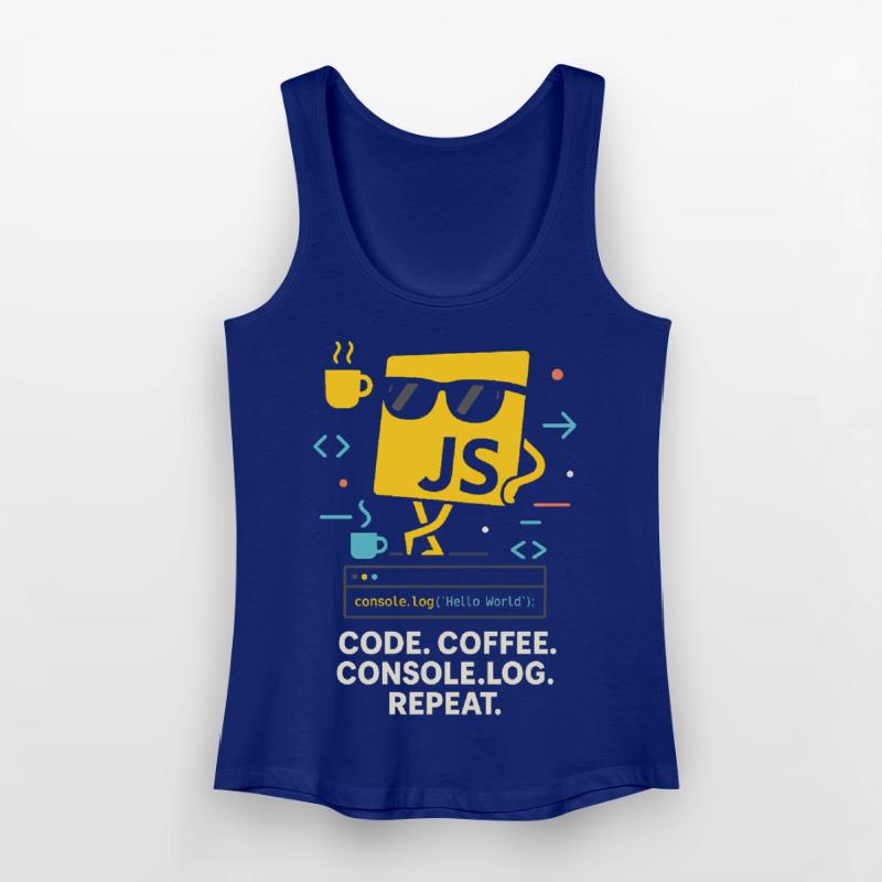 Code Coffee Console.log Répéter le programme JavaScript Débardeur bio Femme