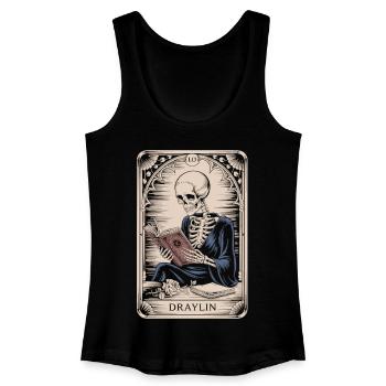 DRAYLIN Skelett mit Buch Tarot Karte - Frauen Bio Tank Top - Schwarz - Vorne