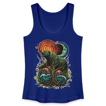 Waldgeist Bär und Weltenbaum - Frauen Bio Tank Top - Königsblau - Vorne