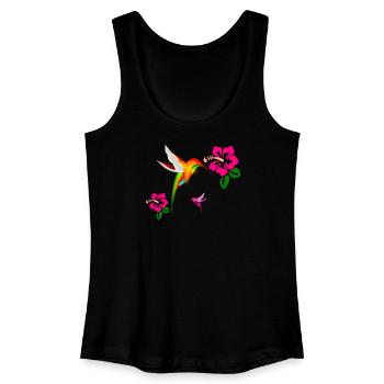 Colorful hummingbird in hibiscus duet - Women’s Organic Tank Top - black - Front