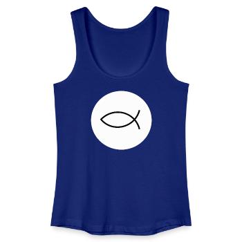 Jésus poisson noir blanc ichthys poisson poisson poisson - Débardeur bio Femme - bleu roi - Devant