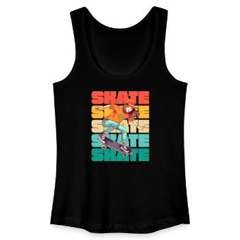Skateboarding Cool Skater Girl Bunt - Frauen Bio Tank Top - Schwarz - Vorne