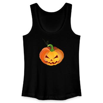 orange halloween pumpkin face - Women’s Organic Tank Top - black - Front