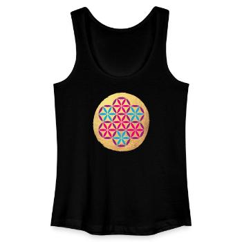 Yoga Colorful Gold Circle Meditation om Namaste - Women’s Organic Tank Top - black - Front