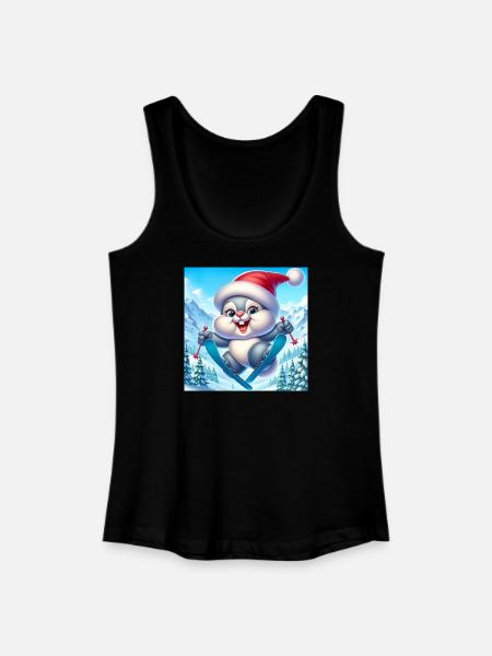 Lapin Saut Ski Noël - Débardeur bio Femme - noir