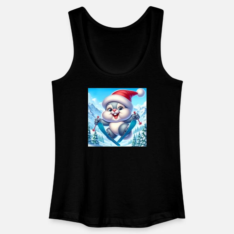 Bunny Jumping Ski Christmas - Women’s Organic Tank Top - black