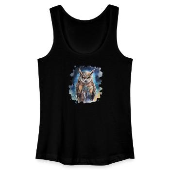 Hibou animal de pouvoir, sagesse, intuition, chamanique - Débardeur bio Femme - noir - Devant