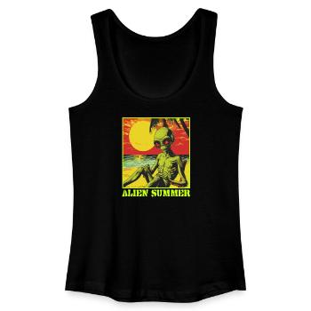 Space Travel, Fantasy Art, Alien in Summer, Vacation - Women’s Organic Tank Top - black - Front