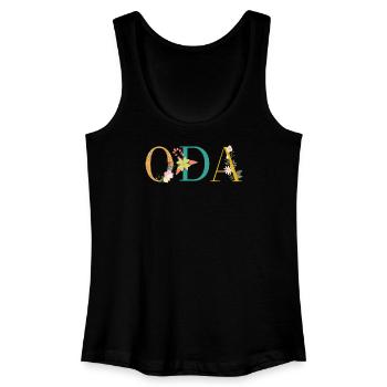 ODA name decorated with flowers - Women’s Organic Tank Top - black - Front