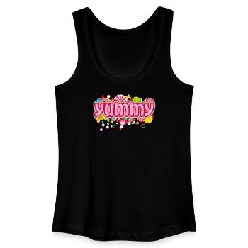 Yummy – Bonbonfarbene Typografie für Naschkatzen - Frauen Bio Tank Top - Schwarz - Vorne