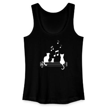 T Shirt Chat drôle Note Musique Partition - Débardeur bio Femme - noir - Devant