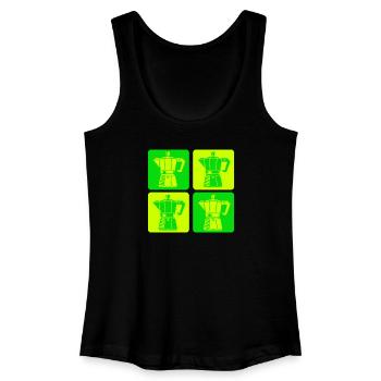 Retro Espressokocher Pop Art - Frauen Bio Tank Top - Schwarz - Vorne