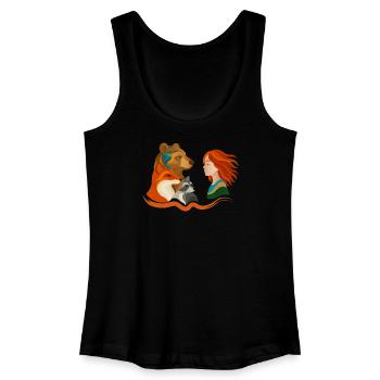 Mädchen mit roten Haaren und Waldtieren - Frauen Bio Tank Top - Schwarz - Vorne