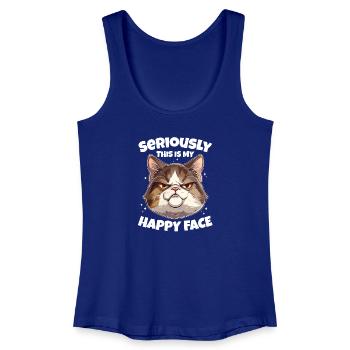 Lustige Katze Glückliches Gesicht - Frauen Bio Tank Top - Königsblau - Vorne