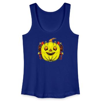 Grinning pumpkin with mushroom frame - Women’s Organic Tank Top - royal blue - Front