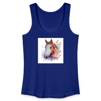 Watercolor Horse and Cherry Blossoms - Women’s Organic Tank Top - royal blue - Front