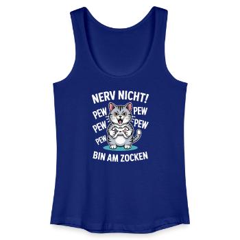 Nerv nicht bin am Zocken Gamer Katze Design - Frauen Bio Tank Top - Königsblau - Vorne