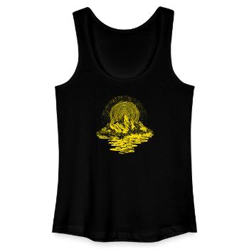Sun wreath over mountain lake - Women’s Organic Tank Top - black - Front