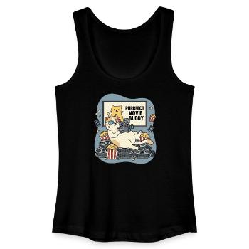Purrfect Movie Buddy: Katzen Kino Spaß - Frauen Bio Tank Top - Schwarz - Vorne