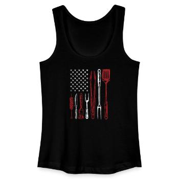 BBQ Grill Tools US Flag Pitmaster - Frauen Bio Tank Top - Schwarz - Vorne