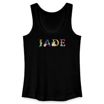 JADE Name mit Blumen geschmückt - Frauen Bio Tank Top - Schwarz - Vorne