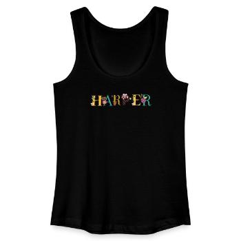 HARPER Namenskunst mit gestickten Blumen - Frauen Bio Tank Top - Schwarz - Vorne