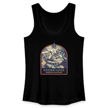 Illustration Reichsburg Cochem, Mosel, Deutschland - Frauen Bio Tank Top - Schwarz - Vorne
