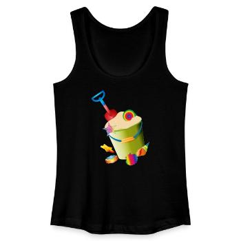 Sand toys on the beach with colorful shells - Women’s Organic Tank Top - black - Front