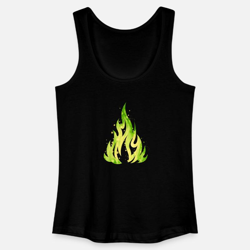 Verdant Flame Watercolor Fire - Women’s Organic Tank Top - black