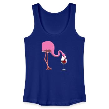 Flamant rose avec verre à vin - Débardeur bio Femme - bleu roi - Devant