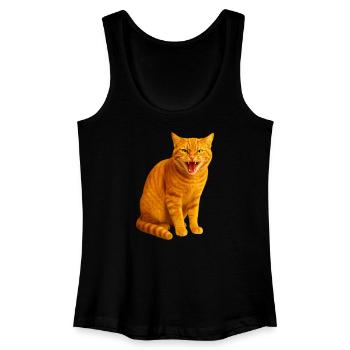 Chat tigré orange sifflant - Débardeur bio Femme - noir - Devant