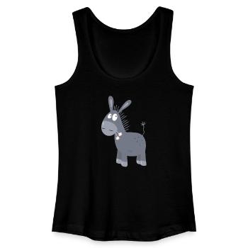 Little Donkey With Flowers I Muli Mule Comic - Women’s Organic Tank Top - black - Front