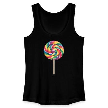 Coloré Rainbow Lollipop Spiral Look - Débardeur bio Femme - noir - Devant