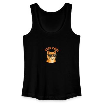 Bleib cool Katze - Frauen Bio Tank Top - Schwarz - Vorne