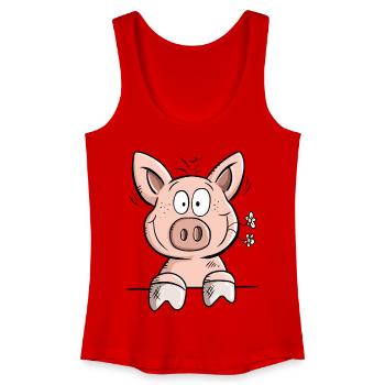 Happy piggy with flowers I animal cartoon - Women’s Organic Tank Top - red - Front