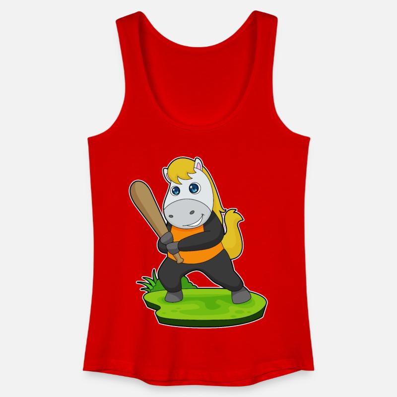 Pferd Baseball Baseballschläger - Frauen Bio Tank Top - Rot