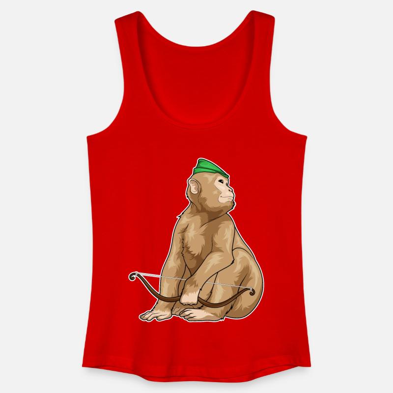 Monkey Archer Bow - Women’s Organic Tank Top - red
