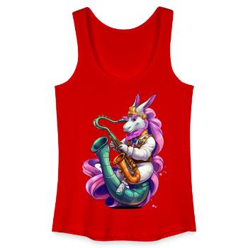Funkelndes Einhorn Saxophon - Frauen Bio Tank Top - Rot - Vorne