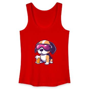 Beagle chien après-ski bière bande dessinée - Débardeur bio Femme - rouge - Devant