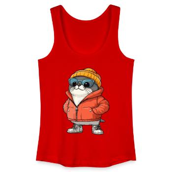 Robbe Tier Winter Comic - Frauen Bio Tank Top - Rot - Vorne