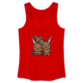 3 Lapins Famille Enfants Parents Trois Frères et sœurs Mignon - Débardeur bio Femme - rouge - Devant