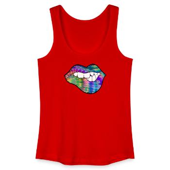 groovy Tie Dye Beißlippe - Frauen Bio Tank Top - Rot - Vorne