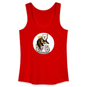 Ours sur un vieux vélo - Débardeur bio Femme - rouge - Devant