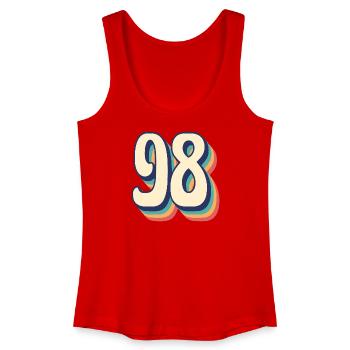 Vintage Retro T-Shirt Nummer 98, Achtundneunzig - Frauen Bio Tank Top - Rot - Vorne